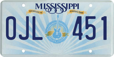 MS license plate OJL451