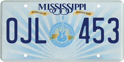 MS license plate OJL453