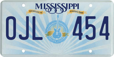 MS license plate OJL454