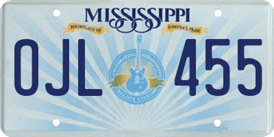 MS license plate OJL455