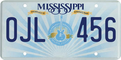 MS license plate OJL456