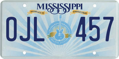 MS license plate OJL457