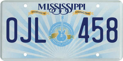 MS license plate OJL458