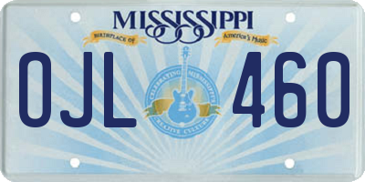 MS license plate OJL460