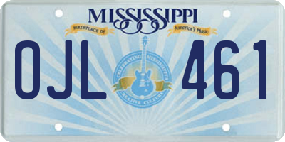 MS license plate OJL461