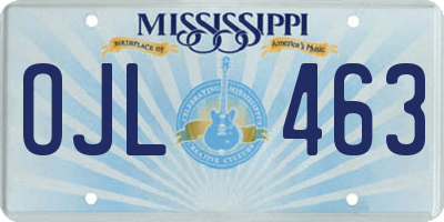 MS license plate OJL463