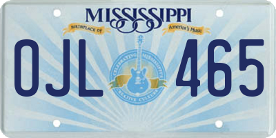 MS license plate OJL465