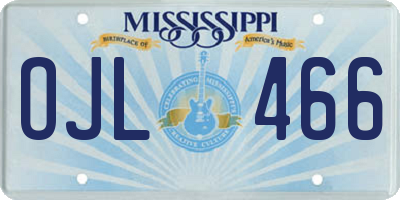 MS license plate OJL466