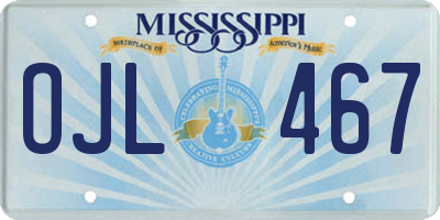 MS license plate OJL467