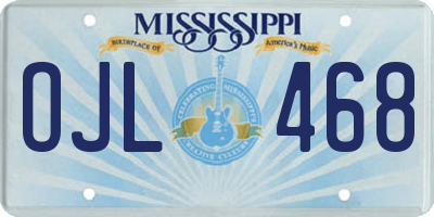 MS license plate OJL468