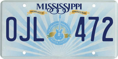 MS license plate OJL472