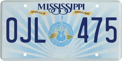 MS license plate OJL475