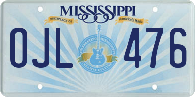 MS license plate OJL476