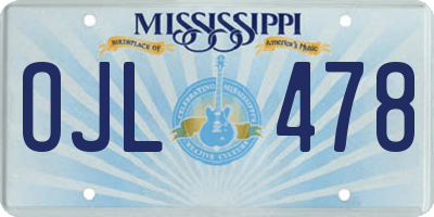 MS license plate OJL478