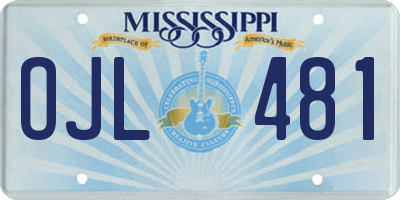 MS license plate OJL481