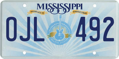 MS license plate OJL492