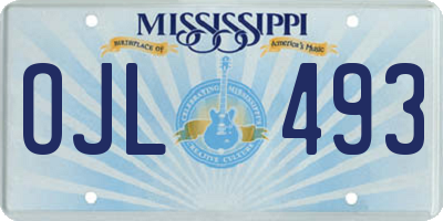 MS license plate OJL493