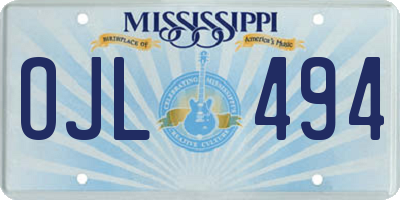 MS license plate OJL494