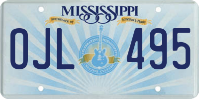 MS license plate OJL495