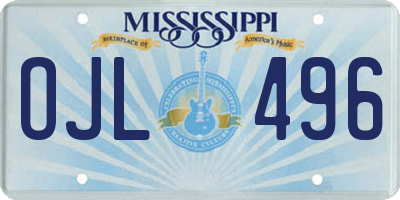 MS license plate OJL496