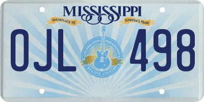 MS license plate OJL498