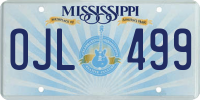 MS license plate OJL499