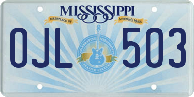 MS license plate OJL503