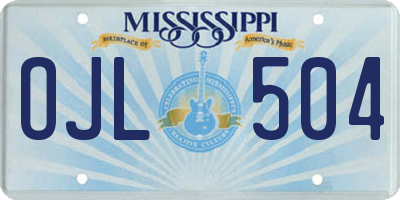 MS license plate OJL504