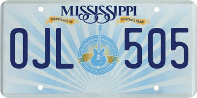 MS license plate OJL505