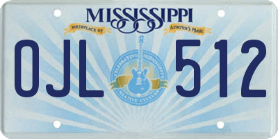 MS license plate OJL512