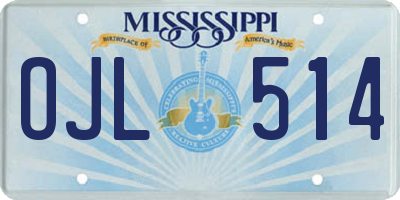 MS license plate OJL514