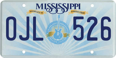 MS license plate OJL526