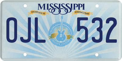 MS license plate OJL532