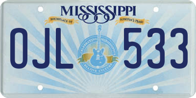 MS license plate OJL533