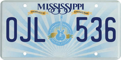 MS license plate OJL536