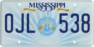MS license plate OJL538