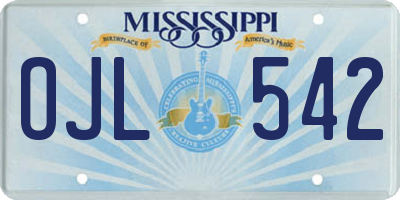 MS license plate OJL542