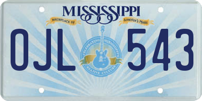 MS license plate OJL543