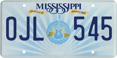 MS license plate OJL545