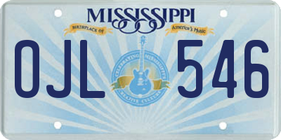 MS license plate OJL546