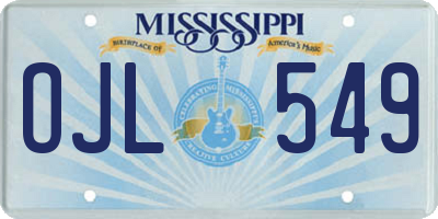 MS license plate OJL549