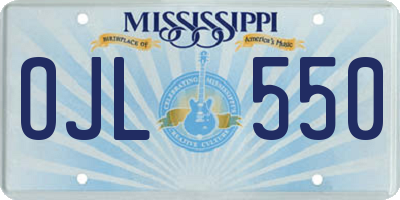 MS license plate OJL550