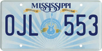 MS license plate OJL553