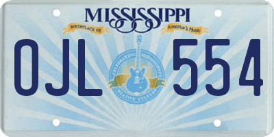 MS license plate OJL554