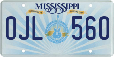 MS license plate OJL560