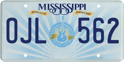 MS license plate OJL562
