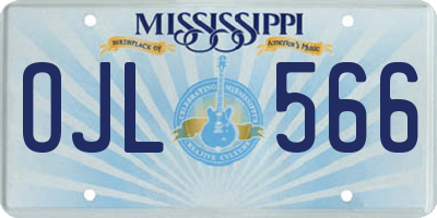 MS license plate OJL566