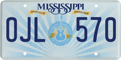 MS license plate OJL570