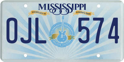 MS license plate OJL574