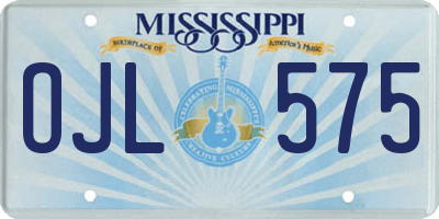 MS license plate OJL575